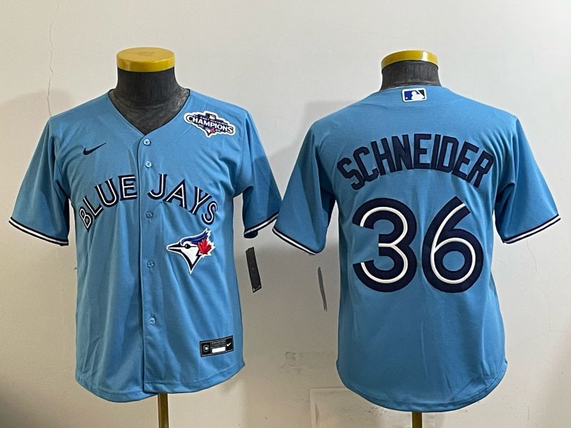Youth 2025 Nike Toronto Blue Jays #36 Schneider Light Blue Game MLB Jersey 02->youth mlb jersey->Youth Jersey